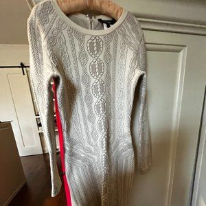 Long Sleeve Cream and taupe body con dress